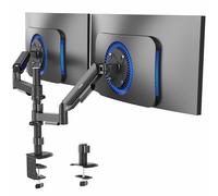 Vivo Soporte de Brazo Doble para Pantallas de 17 a 32 Pulgadas, Ajuste neumático de Altura, inclinación articulada Completa, Giratorio, Soporte VESA Resistente con Abrazadera en C de Escritorio y
