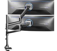 VIVO Soporte de escritorio extra alto con brazo neumático para monitor ultraancho dual para pantallas de hasta 49 pulgadas (124,5 cm), abrazadera resistente, soporta 2 ultraanchos de hasta 20 kg