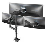 VIVO Soporte de escritorio extra alto con brazo neumático para triple monitor ultraancho para pantallas de hasta 124 cm, abrazadera resistente, soporta 3 monitores ultraanchos de hasta 20 kg, negro