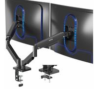 VIVO Soporte de Escritorio para Monitor de Doble Brazo Ajustable, inclinación, Giratorio, Soporte neumático de contrapeso, Brazo de Soporte VESA Que se Adapta a la mayoría de Pantallas de hasta 32