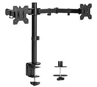 VIVO Soporte de Escritorio para Monitor Doble, Soporte de Acero Totalmente Ajustable, soporta 2 Pantallas de computadora de hasta 30 Pulgadas y máximo 22 Libras Cada una, Negro, STAND-V002