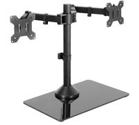 VIVO Soporte de Monitor Dual Independiente con Elegante Base de Vidrio y Brazos Ajustables, Monta 2 Pantallas de hasta 32 Pulgadas y 22 Libras Cada una, Negro, STAND-V002FG