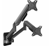 VIVO Soporte de Pared de Brazo extendido neumático Ajustable en Altura para Monitor Doble, articulado de Movimiento Completo, se Adapta a 2 Pantallas de 17 a 27 Pulgadas, Negro, MOUNT-V002G