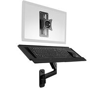 VIVO Soporte de pared para monitor individual de 17 a 32 pulgadas con bandeja de teclado de brazo neumático, altura ajustable, VESA máximo 100 x 100 mm, negro, MOUNT-VWKB1