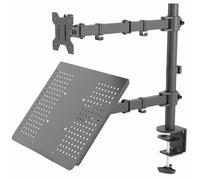 VIVO Soporte Negro Totalmente Ajustable para Monitor de computadora y computadora portátil de 13 a 32 Pulgadas, Soporte con opción de Ojal, se Adapta a portátiles de hasta 17 Pulgadas (STAND-V002C)
