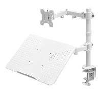VIVO STAND-V002CW - Combo de soporte para monitor de ordenador y ordenador portátil totalmente ajustable de 13 a 32 pulgadas, opción de ojal, se adapta a portátiles de hasta 17 pulgadas, blanco