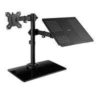 Vivo STAND-V002FGL - Soporte para Monitor y Portátil con Base de Vidrio, Adaptable a Monitores hasta 32 Pulgadas y Portátiles hasta 17 Pulgadas, Negro