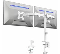 VIVO STAND-V002W - Soporte de Escritorio para Monitor LCD LED de 13 a 27 Pulgadas con Abrazadera en C y Ojal atornillado, Brazos Totalmente Ajustables para 2 Pantallas, Color Blanco