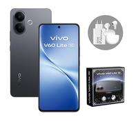 vivo V60 Lite 5G Smartphone 8 GB 256 GB 6500 mAh Batería, Pantalla AMOLED 6,77" 120 Hz, Triple Cámara 50 Mpx, MediaTek Dimensity 7360-Turbo, IP65, Negro(90 W y Auriculares)