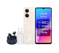 vivo Y21 5G, Smartphone de 4+4 GB de RAM extendida y ROM de 256 GB, 6500 mAh, FlashCharge de 44 W, cámara Principal de 50 MP, IP65, Pantalla Eyecare de 6,74", 120 Hz, 1200 nits, Android 16 (Dorado)