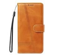 Vivo Y21/Y21S/Y33S - Funda de piel sintética con tapa a prueba de golpes Vivo Y21/Y21S/Y33S con ranuras para tarjetas, función atril magnético de protección completa, color amarillo