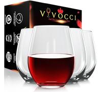 Vivocci Copas de vino irrompibles de plástico elegantes sin tallo de 20 onzas | Base pesada 100% Tritan | Cristalería inastillable | Ideal para cócteles y escocés | Perfecto para hogares y bares |
