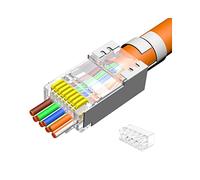 VIVOCH Cat7 RJ45 Pass Through Connectors and Plugs - Metal Shielded RJ45 Ends FTP 8P8C Modular Network Plug Connector (50 Pieces)