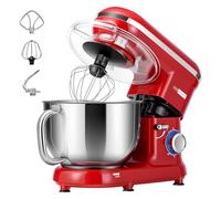 VIVOHOME Batidora Amasadora 10 Velocidades 1500W 5,7L para Repostería Profesional, Amasadora de Pan Varillas Multifunción Bol de Acero Inoxidable, Rojo