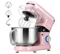 VIVOHOME Batidora de pie, 660 W, 10 velocidades, 6 cuartos de galón, mezclador eléctrico de alimentos con batidor, gancho de masa, látigo de alambre y separador de huevos, rosa