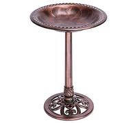 VIVOHOME Bebedero para Pájaros en Resina Plástica para Jardín, Pedestal Redondo Calado, Polirresina Ligera Estilo Antiguo, Bol de Agua Exterior de Pie, 71cm, Bronce