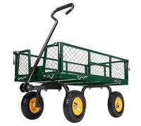 VIVOHOME Carro de Mano Jardín MAX.250 kg con Ruedas Neumáticas Carro de Transporte con Rejillas Metálicas Carrito de Transporte 180° Manija Giratoria para Césped Patio Playa