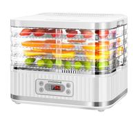 VIVOHOME Deshidratador de Alimentos 400W con 5 Bandejas Deshidratadora de Carne Frutas con Pantalla LCD Temperatura Ajustable 35-70℃ Temporizador de 72H Blanco