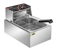 VIVOHOME Freidora Eléctrica Comercial 10 L 2500 W Freidora de Aceite de Acero Inoxidable con 1 Cesta, Temperatura Ajustable 60-200 °C