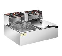 VIVOHOME Freidora Eléctrica Comercial 20L con 2 Cestas para Freír Temperatura Ajustable 60-200°C Freidora Eléctrica a Oleo