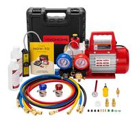 VIVOHOME Kit de Bomba de Vacío 5CFM Bomba de Vacío Monofásica con Manómetros Botella de Aceite Detector de Fugas y Bolsa de Transporte, para Servicio y Carga de Climatización HVAC Automotriz
