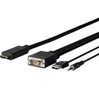 VivoLink - Pro vga + Audio to hdmi 1m - adaptadores de Cable de vídeo (hdmi, vga (d-Sub) + 3.5mm + USB a, Masculino, Masculino, Negro, 1920 x 1080 Pixeles)