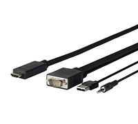 VivoLink - Pro vga + Audio to hdmi 5m - adaptadores de Cable de vídeo (hdmi, vga (d-Sub) + 3.5mm + USB a, Masculino, Masculino, Negro, 1920 x 1080 Pixeles)