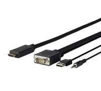 VivoLink - Pro vga + Audio to hdmi 1m - adaptadores de Cable de vídeo (hdmi, vga (d-Sub) + 3.5mm + USB a, Masculino, Masculino, Negro, 1920 x 1080 Pixeles)