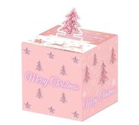 VIVORA Hucha de cumpleaños de Feliz Navidad, regalos para dinero en efectivo, cajas de Navidad rosas, regalos para dinero, 50 bolsas transparentes