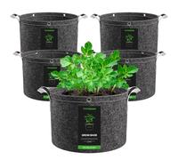 VIVOSUN Bolsa de Cultivo 5 Unidades 25 L, Grow Bags de Tela No Tejida 500 g/m² con Asas y Anillas Multiusos, Ideales para LST, Frutas, Verduras y Flores