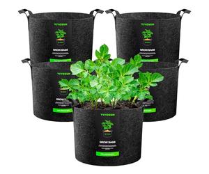 VIVOSUN Bolsa de Cultivo 5 Unidades 95 L, Grow Bags de Tela No Tejida Reforzada con Asas, para Verduras, Flores, Frutas, Invernadero y Jardín