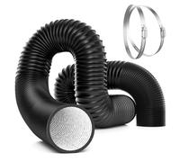 VIVOSUN Conducto de aluminio flexible negro de 6 pulgadas para ventilación HVAC, manguera de conducto no aislada de 25 pies con 2 abrazaderas, conducto de ventilador de escape multicapa para tiendas