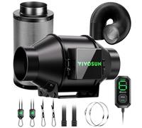 VIVOSUN Extractor de Aire 100mm 331m³/h AeroZesh G4 | Ventilador Extractor con Filtro de Carbón, Conducto 240cm y Controlador E12 para Sistema de Ventilación en Grow Tents