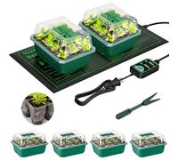 VIVOSUN Kit 6 bandejas germinación 25,4x52,7 cm con Calefactor para plántulas 72 Celdas Cubiertas de Humedad Reutilizables semillero Cultivo Interior hidroponía Plantas Semillas