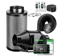 VIVOSUN Kit de Extracción Ventilador de Conducto 100mm AeroZesh G4 con GrowHub E42A+, Controlador WiFi VPD Temperatura Humedad, Filtro de Carbón Activo y Conducto para Tiendas de Cultivo e Hidroponía