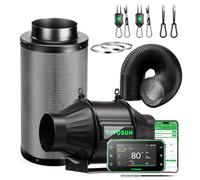 VIVOSUN Kit de Extracción Ventilador de Conducto 100mm AeroZesh T4 Pro con GrowHub E42A+ Control VPD Temperatura Humedad, Conexión APP Filtro de Carbón Activo para Tiendas de Cultivo e Hidroponía