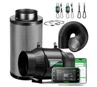 VIVOSUN Kit de Extracción Ventilador de Conducto 150mm AeroZesh T6 Pro con GrowHub E42A+ Control VPD Temperatura Humedad, Conexión APP Filtro de Carbón Activo para Tiendas de Cultivo e Hidroponía