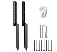 VIVOSUN Kit de reparación de postes de valla, estaca resistente con guantes para reparar postes de madera inclinados o rotos (paquete de 2, negro)