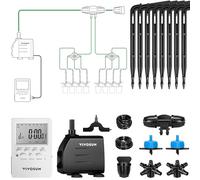 VIVOSUN Kit Profesional de Riego por Goteo Automático 15W, Sistema Todo en Uno con Bomba, Temporizador y Regulador, 8 Emisores de Goteo para Plantas de Interior y Exterior
