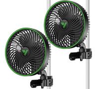 VIVOSUN Lote de 2 Ventiladores de Cultivo con Clip AeroWave E6 Gen2 15 cm Motor EC 12W Control Inteligente APP/WiFi 5 Velocidades+Temporizador Oscilación Automática IP54 para Hidroponía Negro