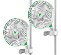 VIVOSUN Lote de 2 Ventiladores de Cultivo con Clip AeroWave E6 Gen2 15 cm Motor EC 12W Control Inteligente APP/WiFi 5 Velocidades+Temporizador Oscilación Automática IP54 para Hidroponía Blanco