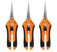 VIVOSUN Pack de 3 tijeras de podar de 17 cm con mangos ergonómicos, tijeras de podar con cuchillas rectas y revestimiento antiadherente de titanio, color naranja