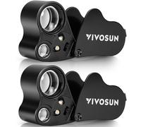 VIVOSUN Paquete de 2 lupas Plegables iluminadas de 30X 60X con luz LED para Joyas, Gemas, Relojes, Monedas, Sellos, Antiguos, Color Negro