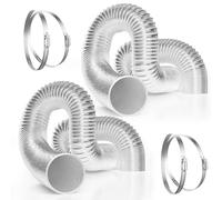 VIVOSUN Paquete de 2 mangueras de ventilación flexibles de aire y aluminio sin aislamiento para ventilación HVAC con cuatro abrazaderas de acero inoxidable de 4 pulgadas