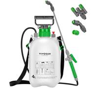 VIVOSUN Pulverizador de Presión 4L, Pulverizador de Bomba con 3 Boquillas de Agua, Diseño de La Ranura del Mango, Válvula de Alivio de Presión, Correa de Transporte, para Césped, Plantas y Limpieza