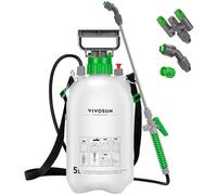 VIVOSUN Pulverizador a Presión Manual De 5 litros con Válvula De Seguridad, 3 Boquillas Y Manguera De 127 cm para Cuidado Profesional De Jardín, Césped, Plantas Y Control De Malezas