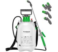VIVOSUN Pulverizador de Presión 4L, Pulverizador de Bomba con 3 Boquillas de Agua, Diseño de La Ranura del Mango, Válvula de Alivio de Presión, Correa de Transporte, para Césped, Plantas y Limpieza
