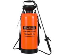 VIVOSUN Pulverizador Rociador de Presión de Bomba de 8L, con Correa para el Hombro y Boquilla Ajustable, para Riego de Plantas, Jardinería, Aplicación de Tratamientos y Limpieza Doméstica Naranja