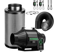VIVOSUN Smart Air Filtration T4 Kit de 4 Pulgadas, Ventilador de Conducto AeroZesh T4 con Control E12, Filtro de Carbón y Sistema de Conductos 8 Pies, Refrigeración y Ventilación, Tiendas de Campaña