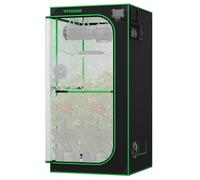 VIVOSUN Tienda de Cultivo 90x90x180cm con Tela Oxford Mylar Altamente Reflectante Reforzada, Barras para Colgar Adicionales y Kit CFM para Plantas Hidropónicas de Interior para AeroLight A200SE